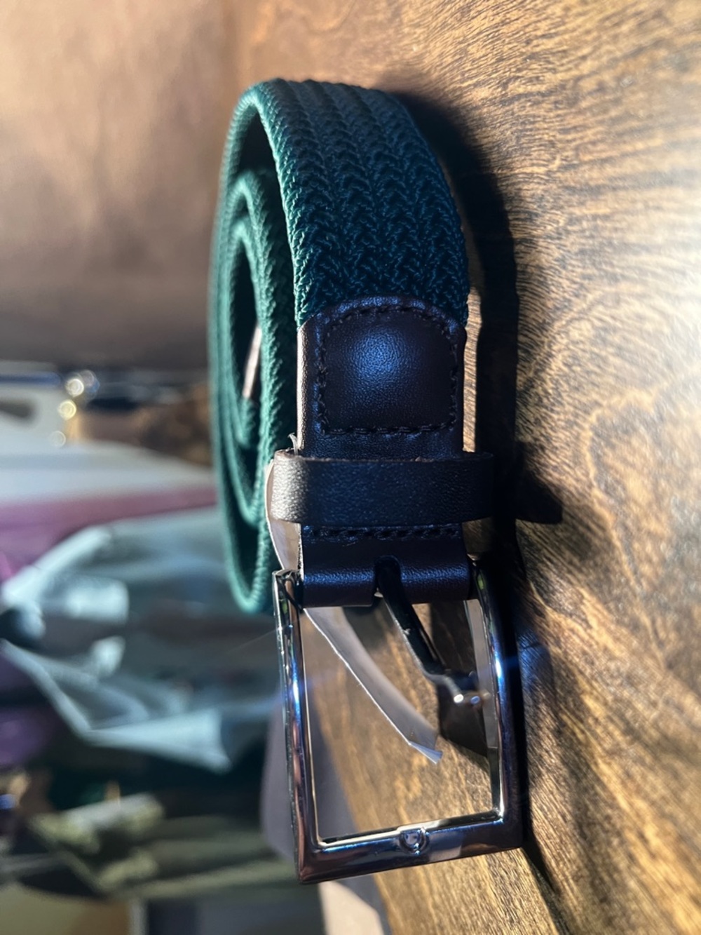 J. Crew Teal Woven Belt with Brown Leather Accents - Picture 3 of 8